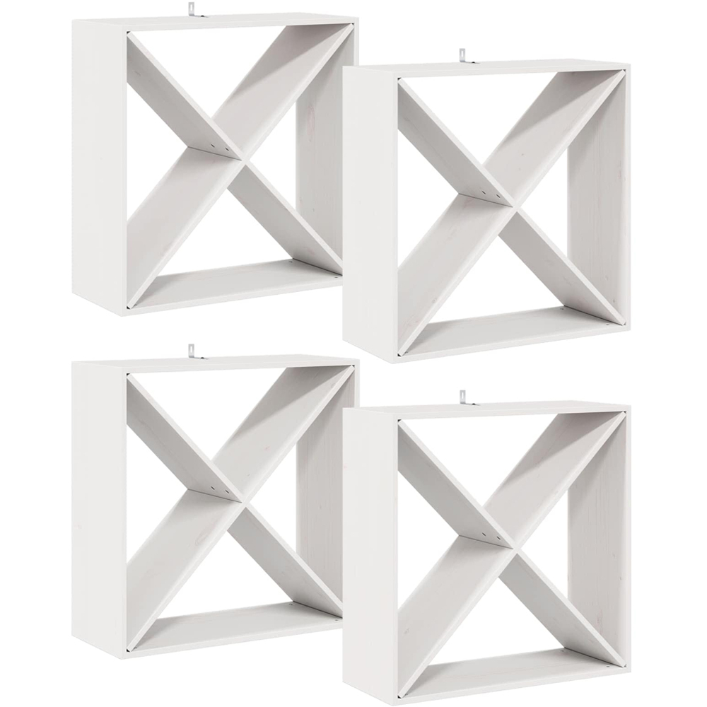 vidaXL 4 Shelf White Freestanding Wine Rack Set of 4 Image 4