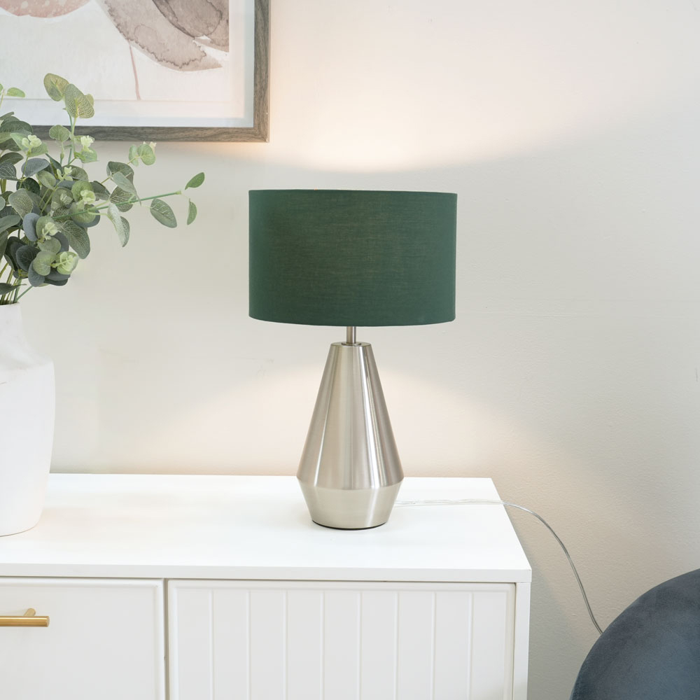 ValueLights Jax Forest Green Shade Brushed Chrome Touch LED Table Lamp Image 2