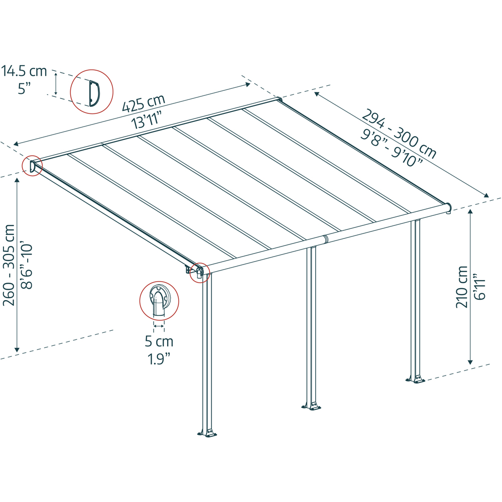 Palram Canopia Olympia White Clear 3 x 4.25m Patio Cover Image 5