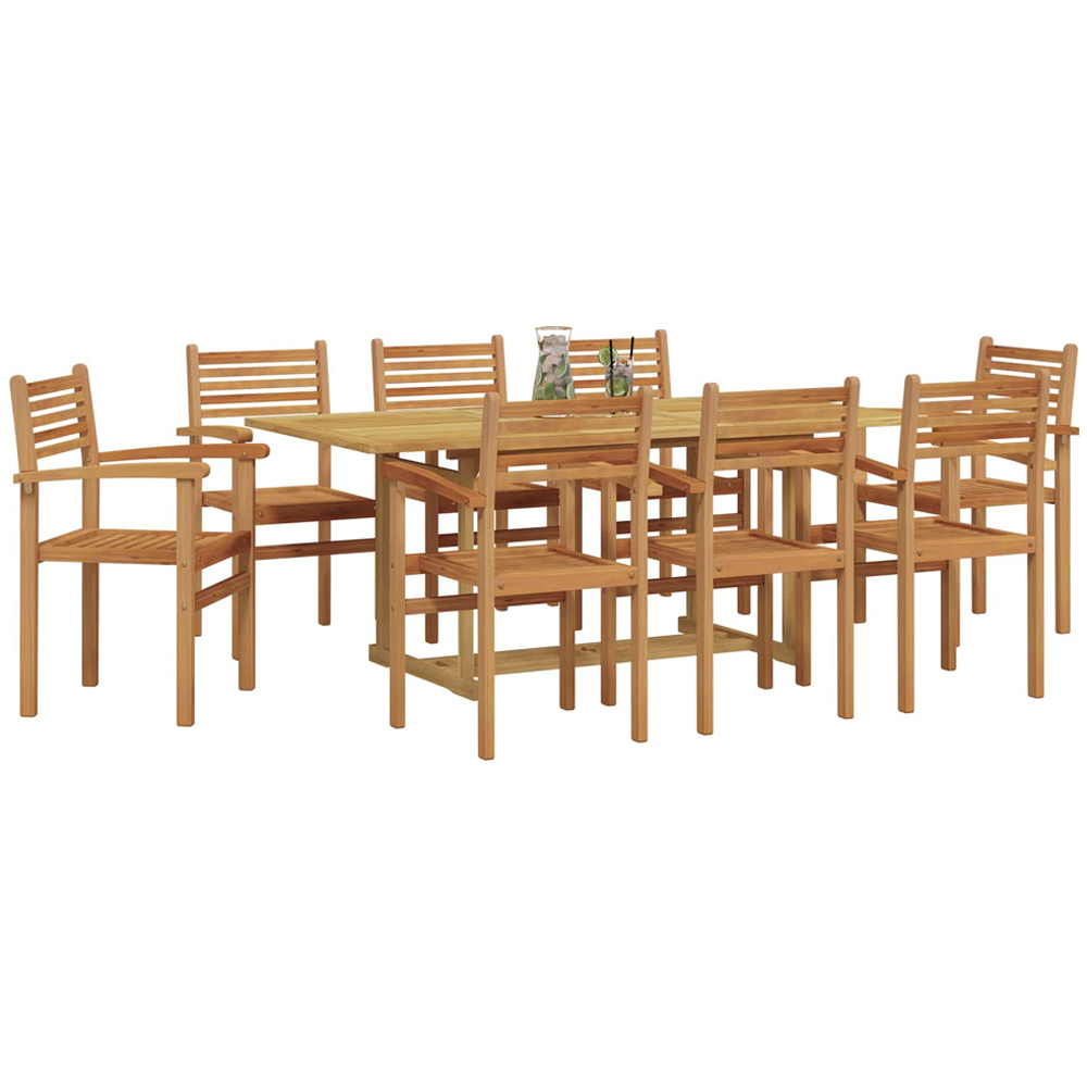 vidaXL 8 Seater Solid Teak Wood Rectangular Dining Set Brown Image 3