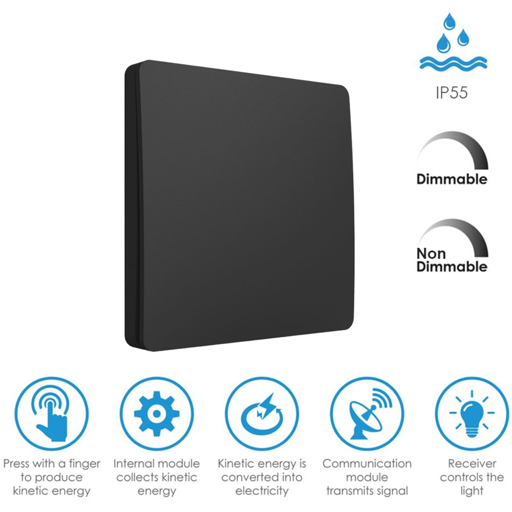 ENER-J 1 Gang Black Wireless Non Dimmable Kinetic Switch Kit Image 9