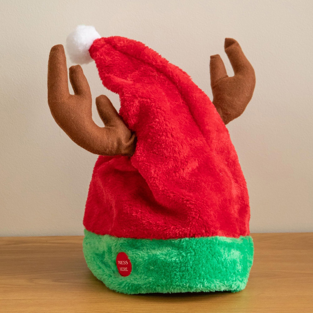 Samuel Alexander Battery Powered Dancing Santa Hat with Antlers and Festive Music 50cm Image 2