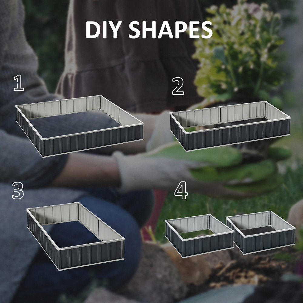 Outsunny Black Metal Raised Garden Bed Planter with Gloves 30 x 90 x 258cm Image 6