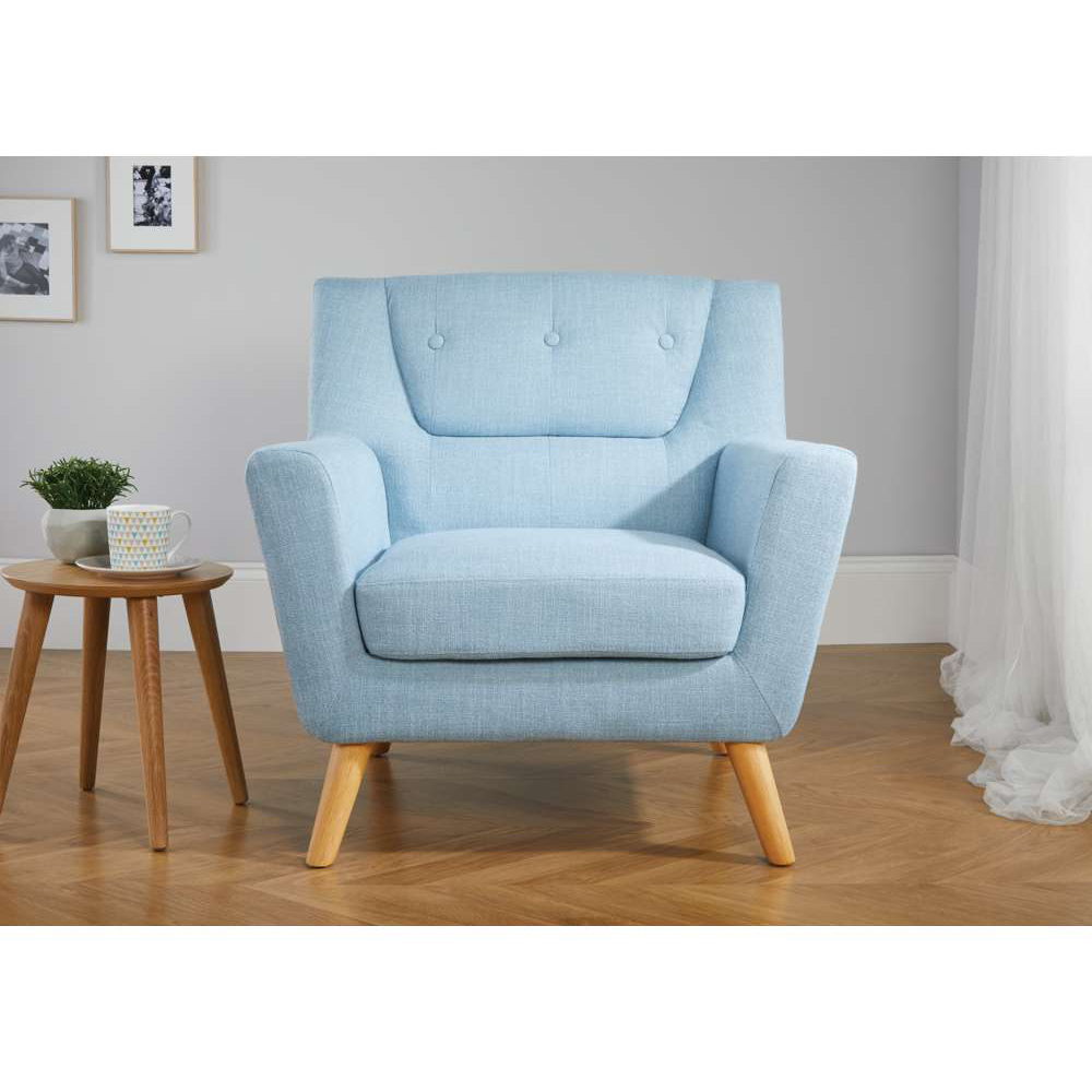 Lambeth Duck Egg Blue Fabric Armchair Image 7