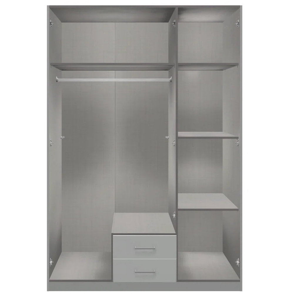 TJ'S Teleford 3 Door 2 Drawer Grey Wardrobe Image 4