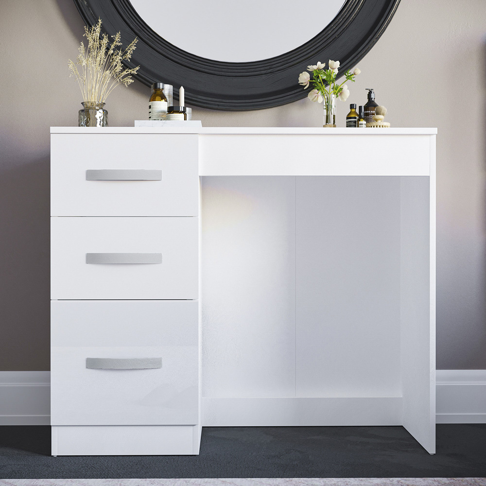 Vida Designs Hulio 3 Drawer White Dressing Table Image 7