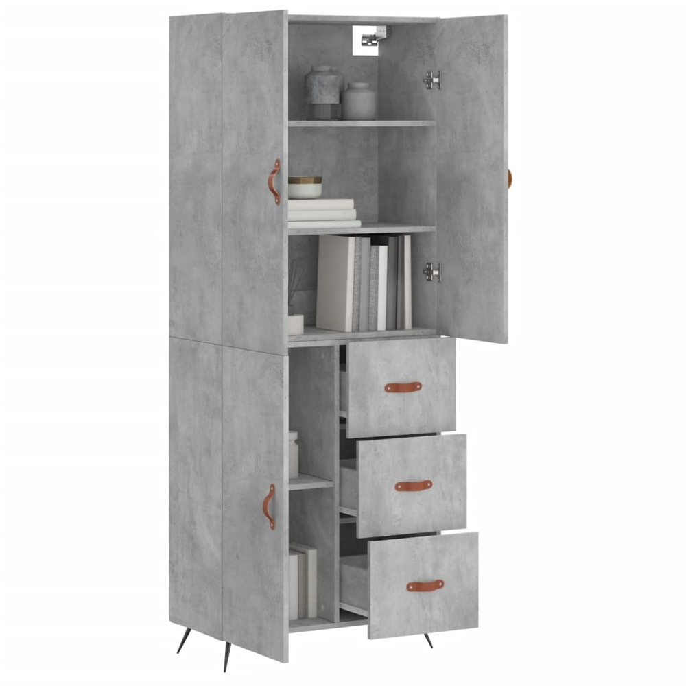 vidaXL 3 Door 3 Drawer Concrete Grey Highboard Image 3