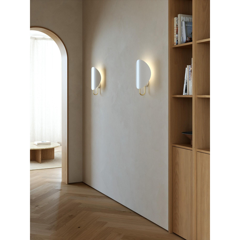 Nordlux Spargo White and Brass Curved Shade Wall Light Image 2