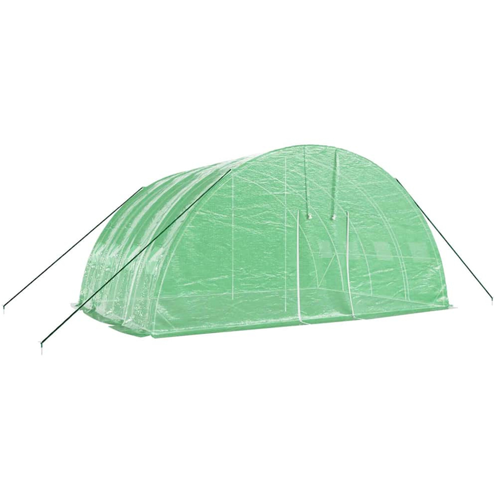 vidaXL Green Polyethylene Galvanised Steel Frame 19.6 x 13.1ft Greenhouse Image 2
