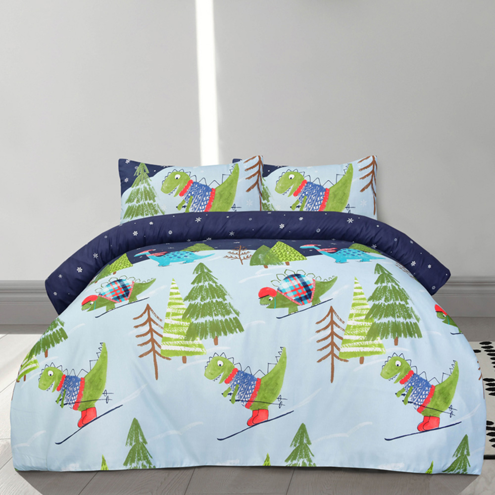 Smart Living Double Blue Dino Skiing Complete Set Image 1