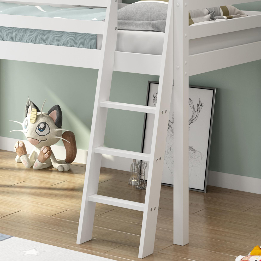 Portland White Wooden Mid Sleeper with Mattress Image 3