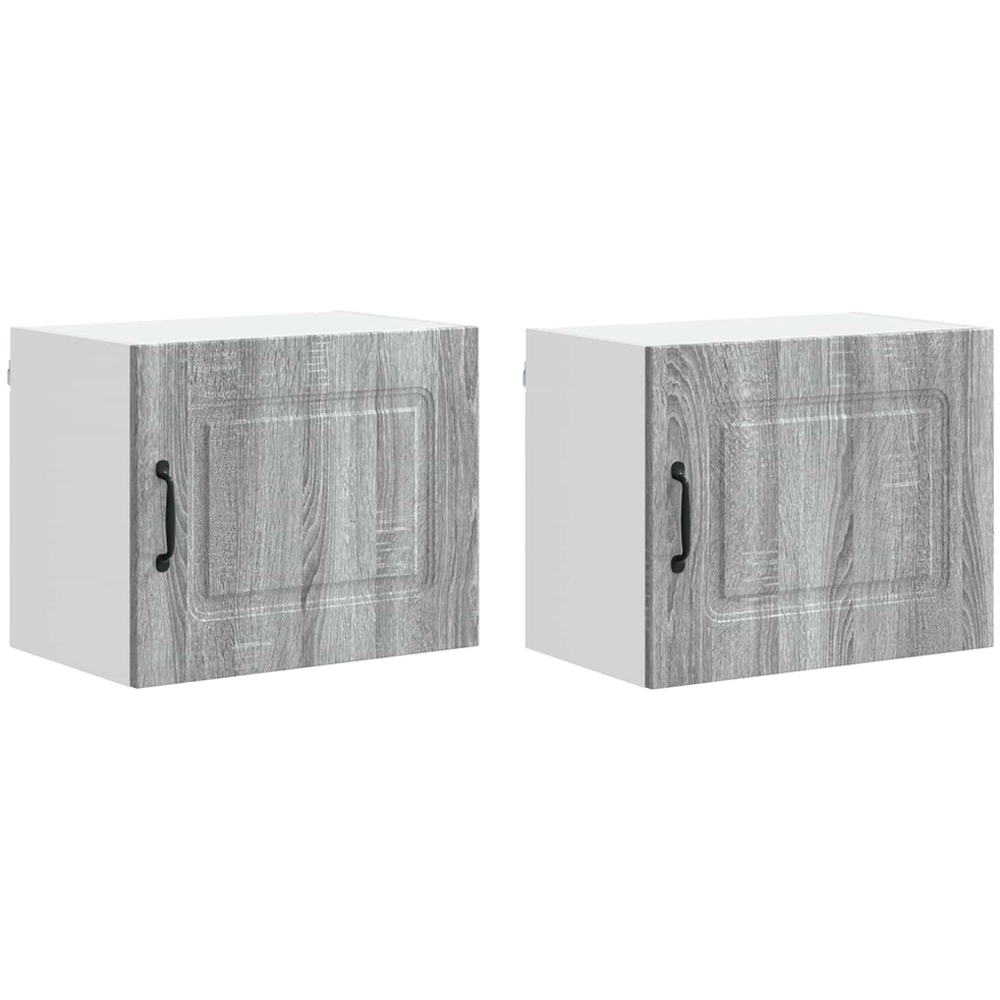 vidaXL Kalmar Single Door Grey Sonoma Wall Mounted Wide Kitchen Cabinet Set of 2 Image 8