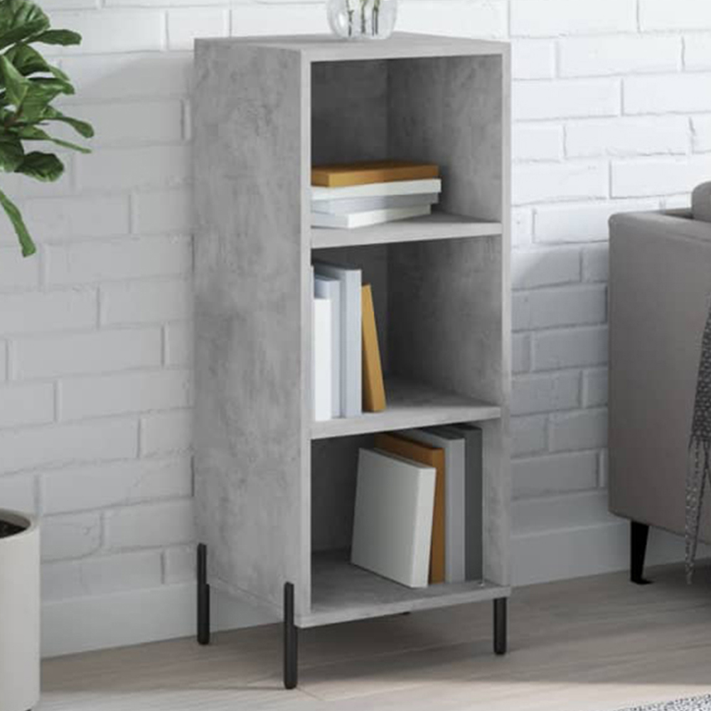 vidaXL 3 Shelf Concrete Grey Wooden Sideboard Image 1