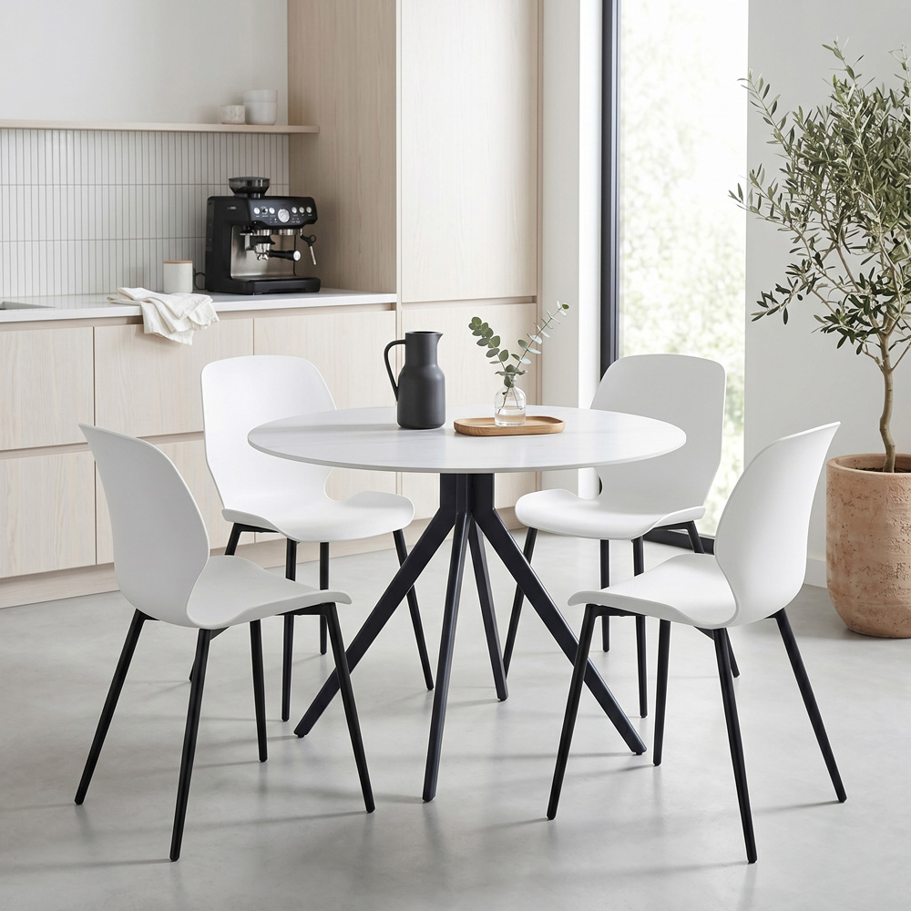 Core Products Aspen Carnaby 4 Seater Sintered Stone Plastic Round Dining Set White Image 5