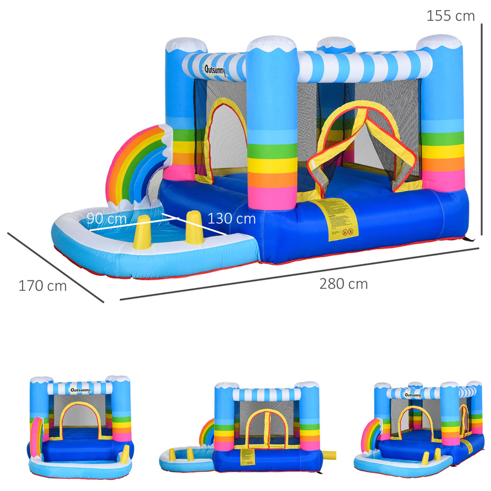 Outsunny 2-in-1 Water Pool Bouncy Castle with Safety Enclosure Net Image 6