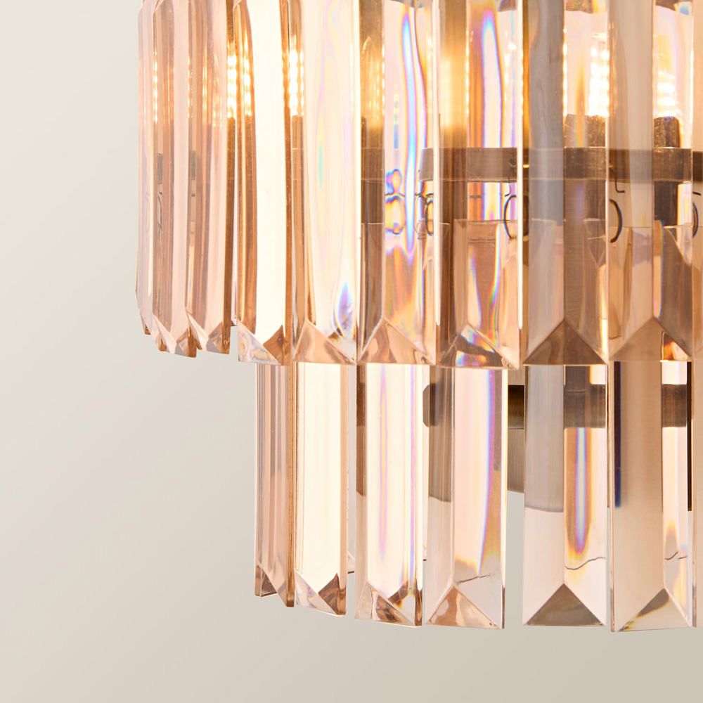 ValueLights Pemberley 2-Tier Brass Acrylic Jewel Wall Light with Bulb Image 4