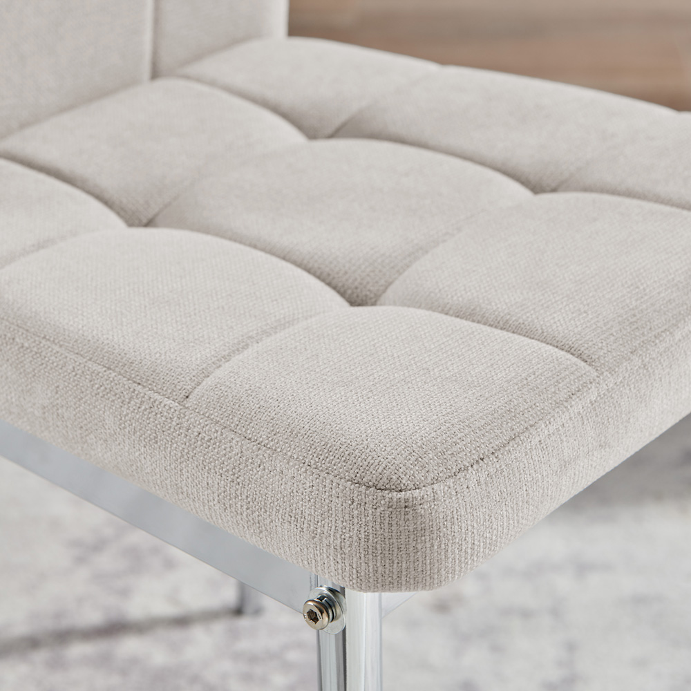 Furniturebox Valentina Set of 2 Cream and Silver Textured Weave Dining Chairs Image 3