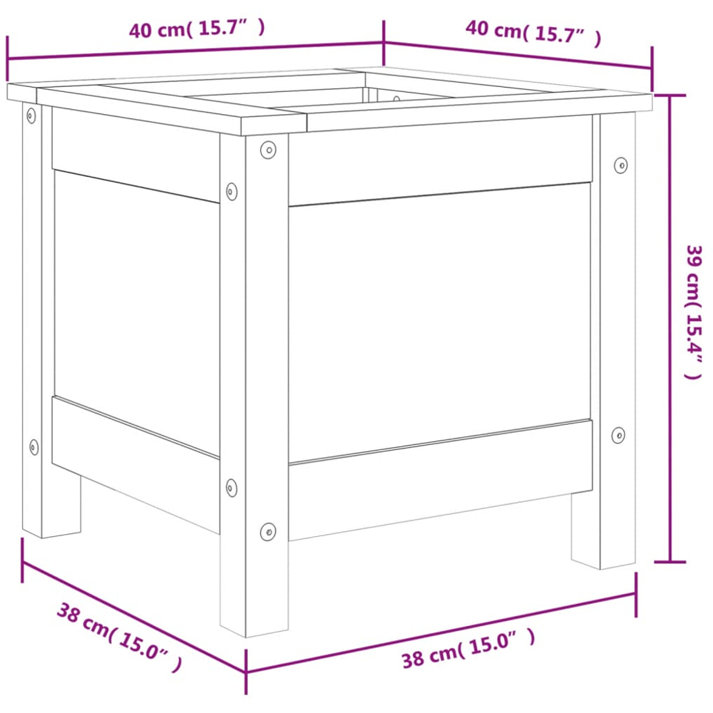 vidaXL Grey Solid Pine Wood Raised Garden Planter 39 x 40 x 40cm Image 8