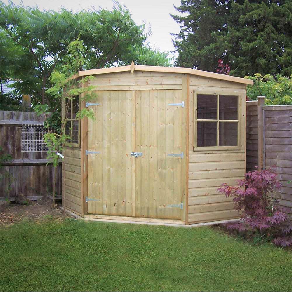Shire 8 x 8ft Double Door Pressure Treated Corner Shed Image 4