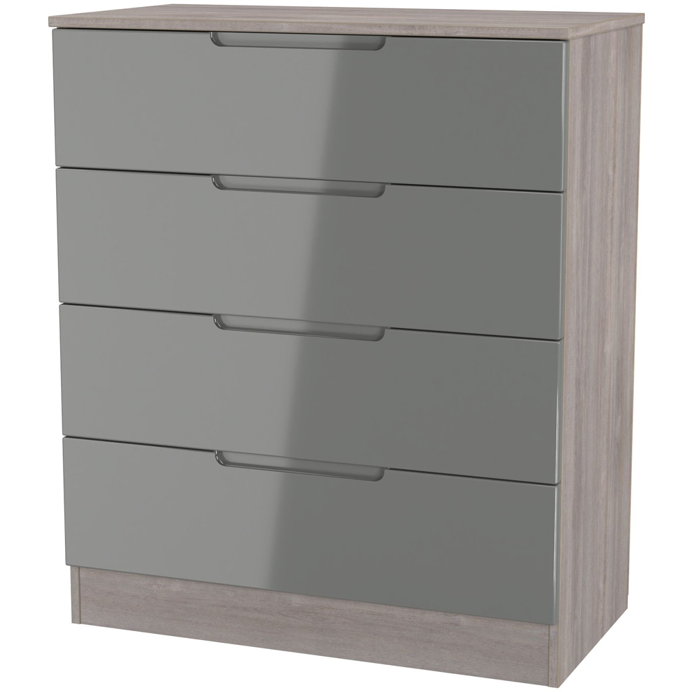 Crowndale Milan 4 Drawer Grey Gloss and Grey Oak Chest of Drawers Ready Assembled Image 4