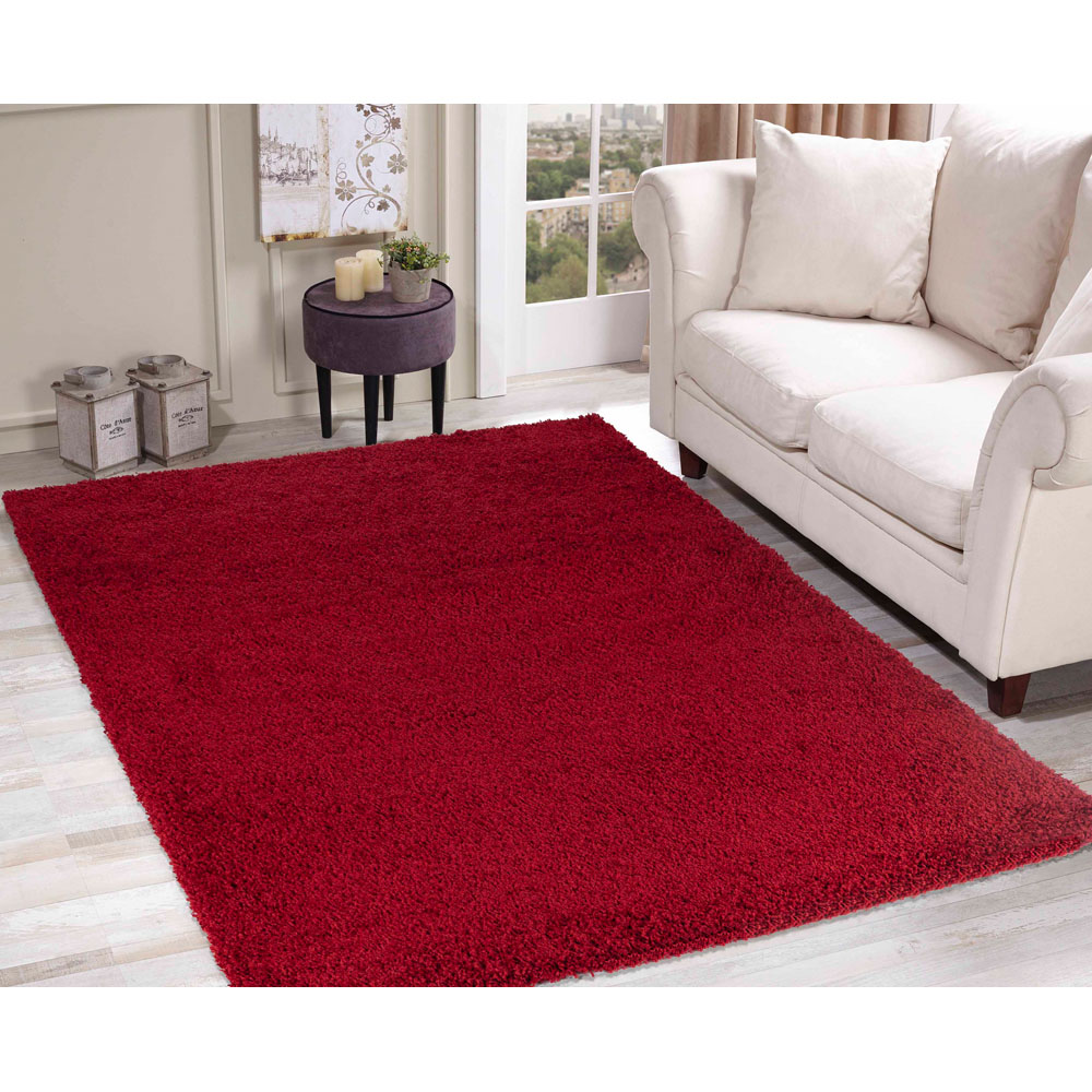 Desire Rugs Oxford Red Plain Shaggy Rug 60 x 110cm Image 4