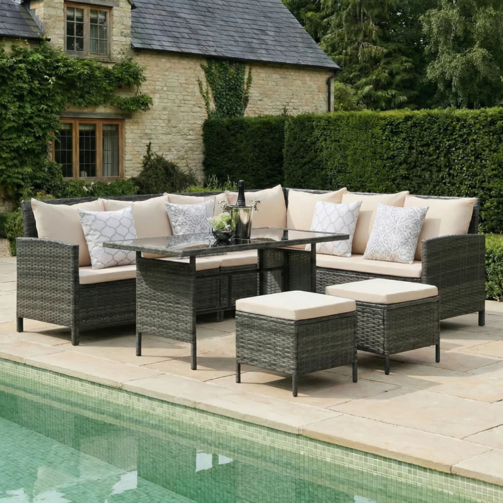 Thalia 8 Seater Rattan Sofa Set Beige Image 1