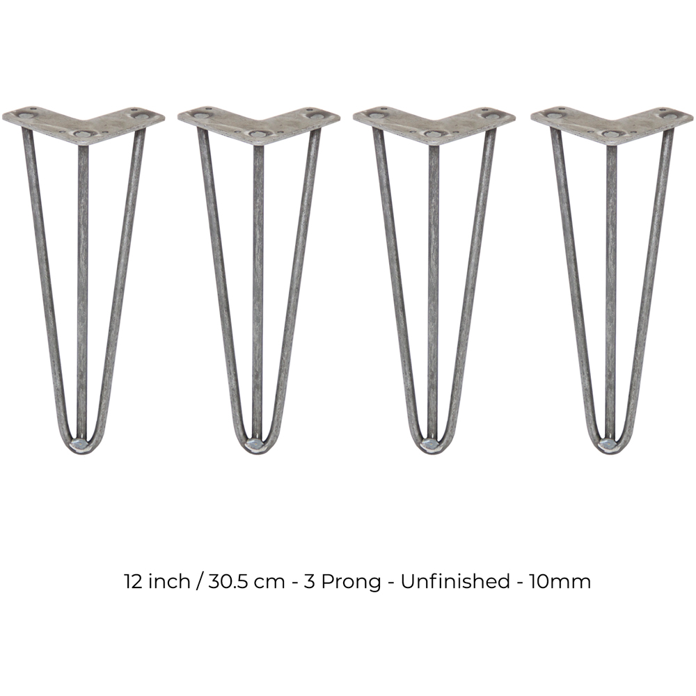 MonsterShop 3 Prong Raw Steel Hairpin Leg 305mm 4 Pack Image 5