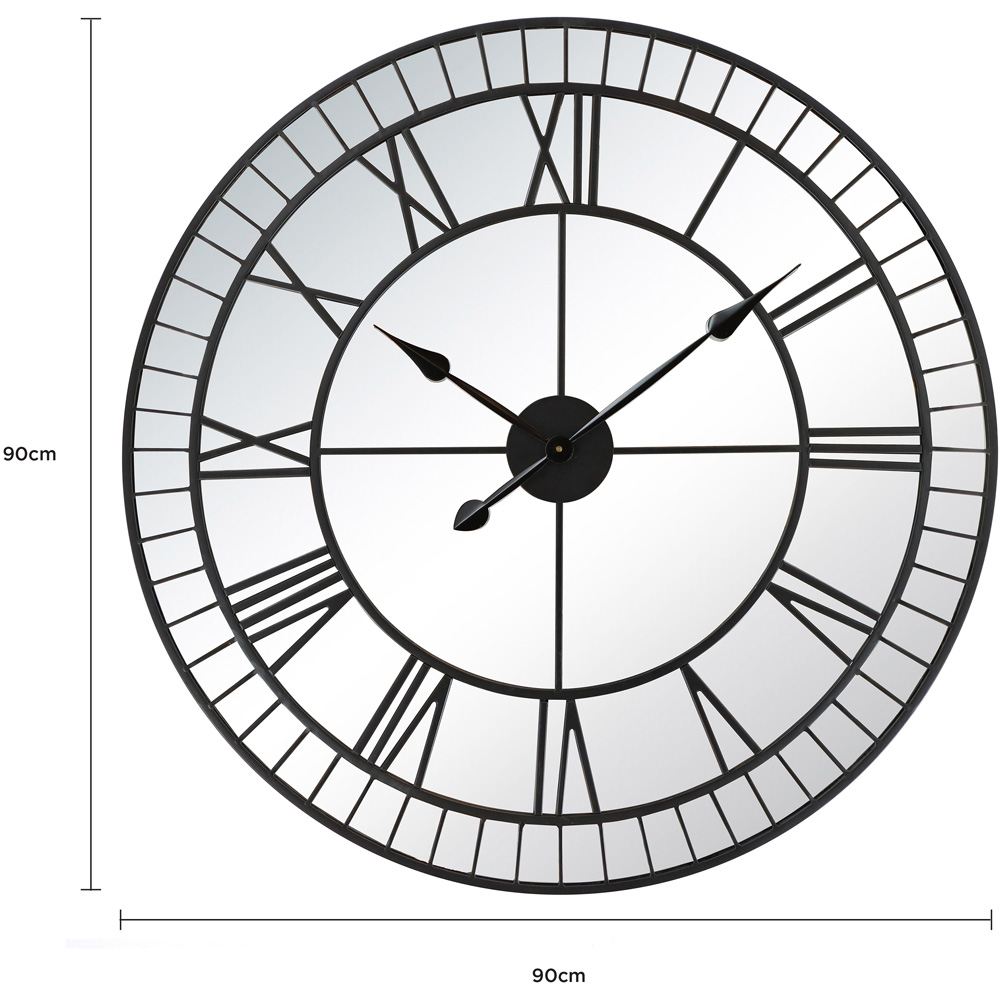 Charles Bentley Windermere Black Mirrored Round Skeleton Indoor and Outdoor Wall Clock 90cm Image 9