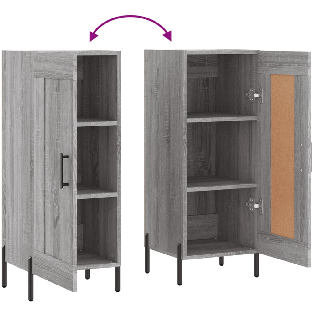 vidaXL Single Door Grey Sonoma Wooden Sideboard Image 9