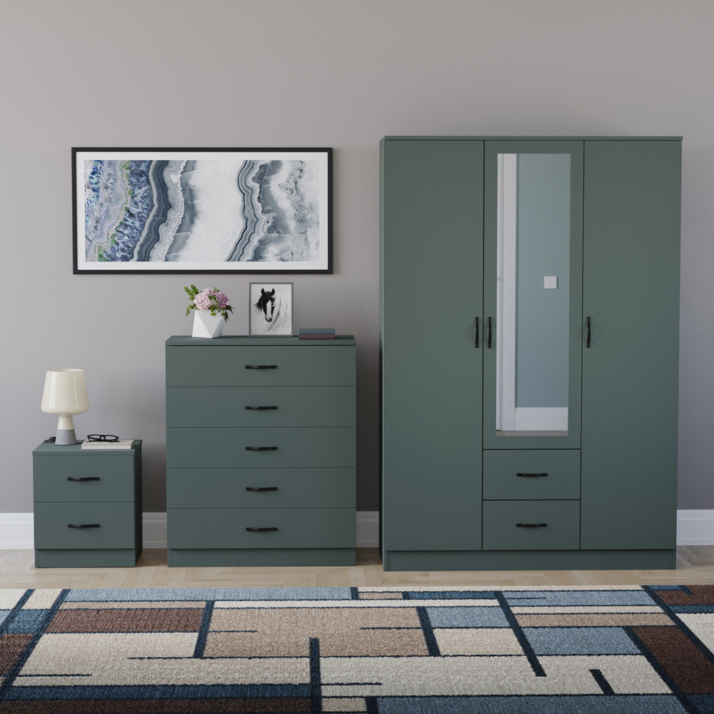 VIDA DESIGNS Riano Green 3 Piece Bedroom Furniture Set Image 2