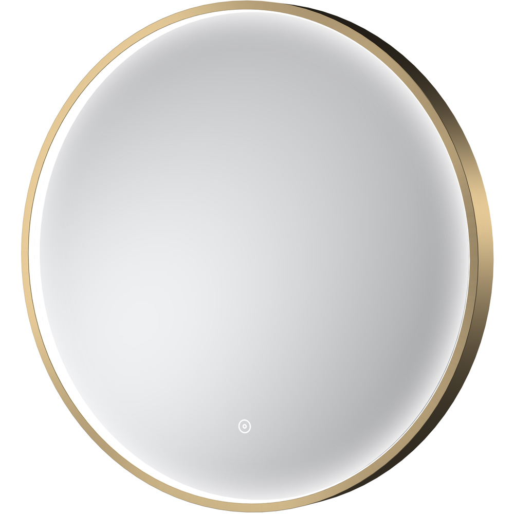 nuie Brushed Brass Framed LED Touch Sensor Mirror 600mm Image 1