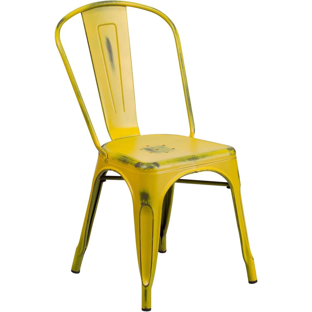 FWStyle Set of 4 Yellow Assembled Steel Chairs Image 3