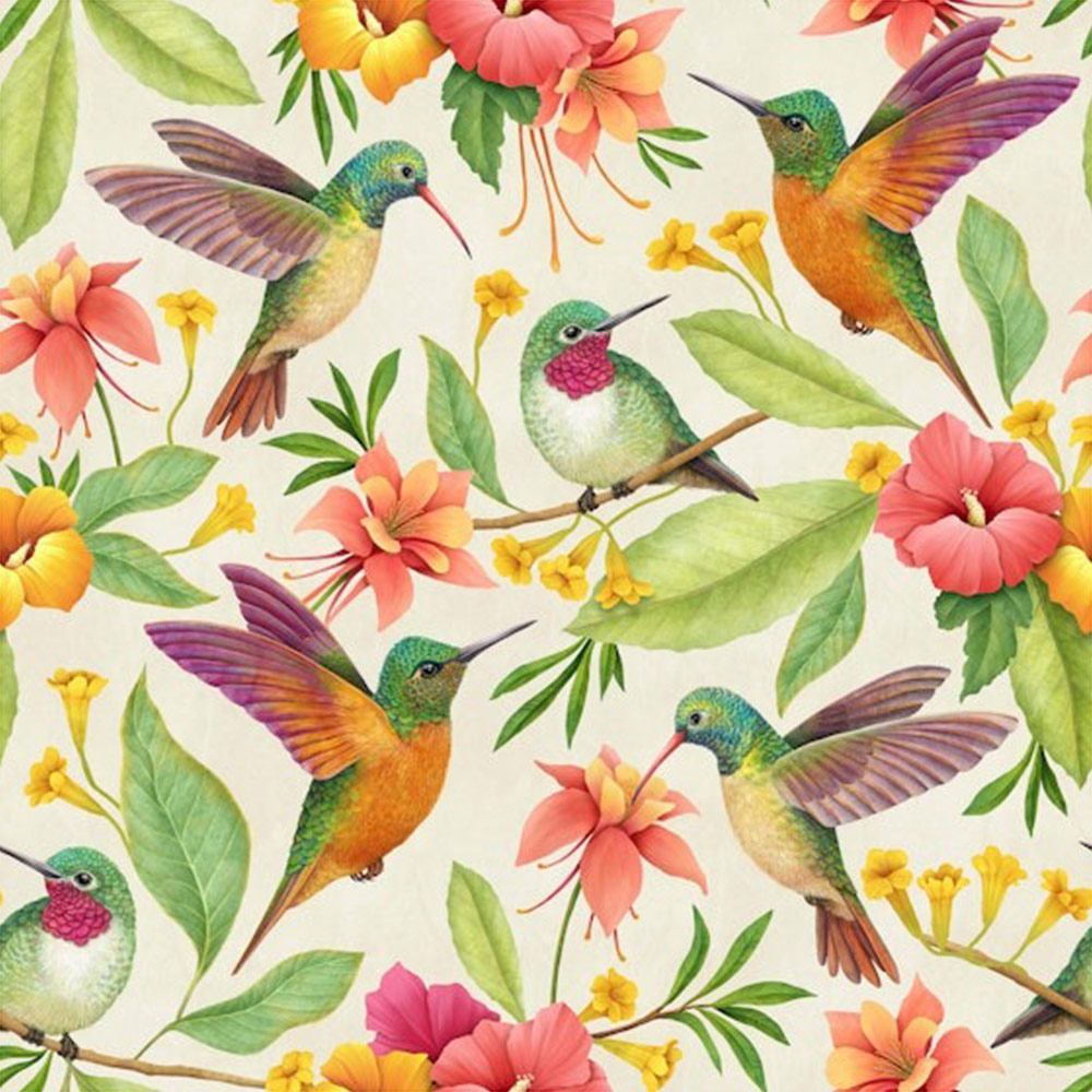 Bobbi Beck Eco Luxury Hummingbird and Flower Multicolour Wallpaper Image 1