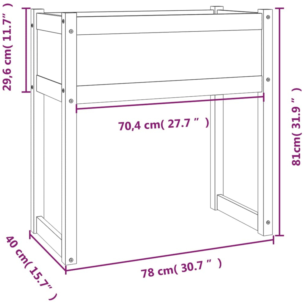 vidaXL Natural Solid Pine Wood Garden Planter 78 x 40 x 81cm Image 7
