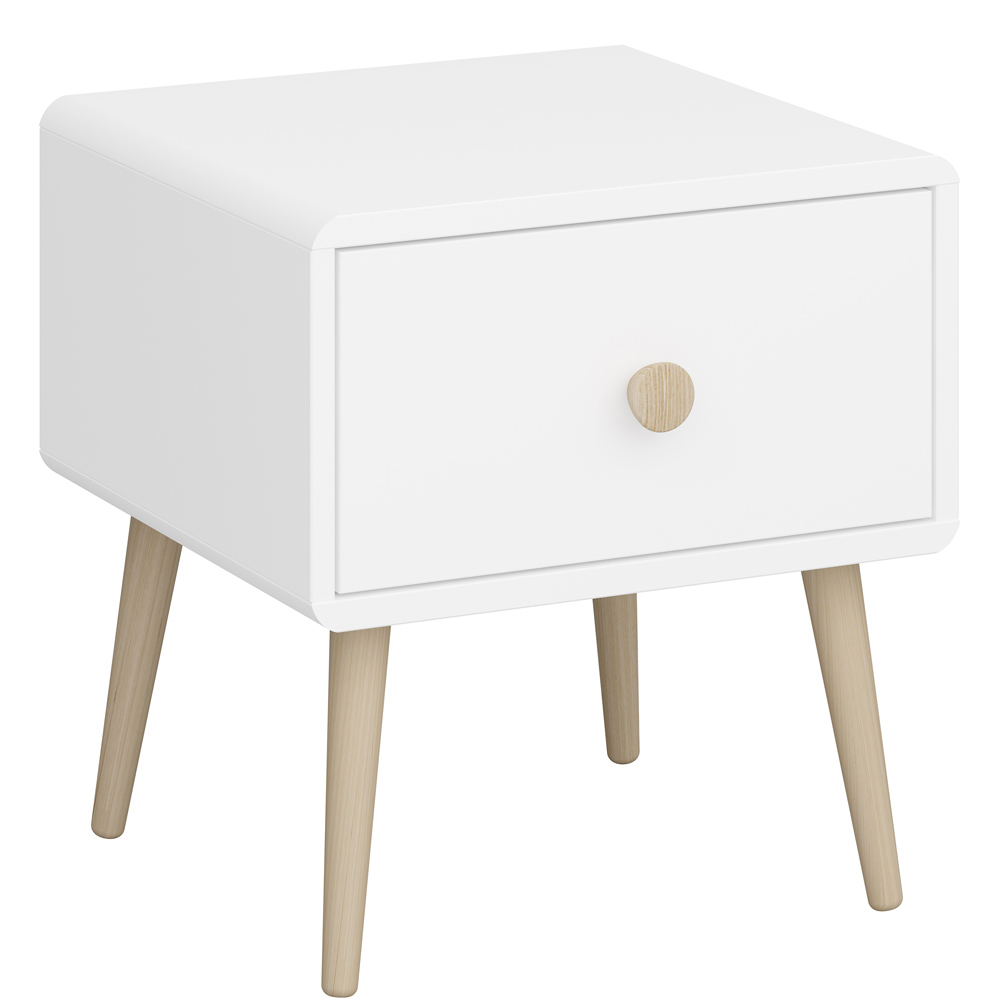 Florence Gaia Single Drawer Pure White Bedside Table Image 2