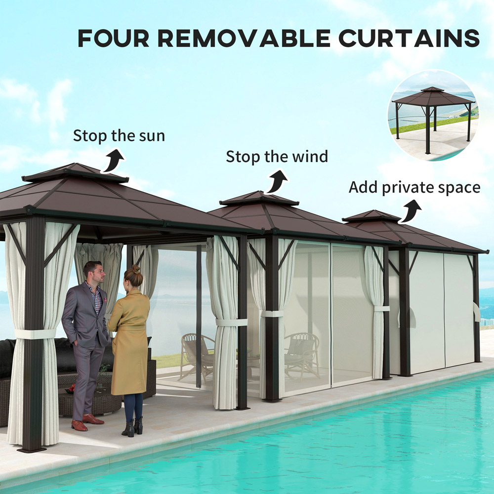 Outsunny 3 x 3m Beige Aluminium Frame Polycarbonate Hard Top Gazebo Image 7