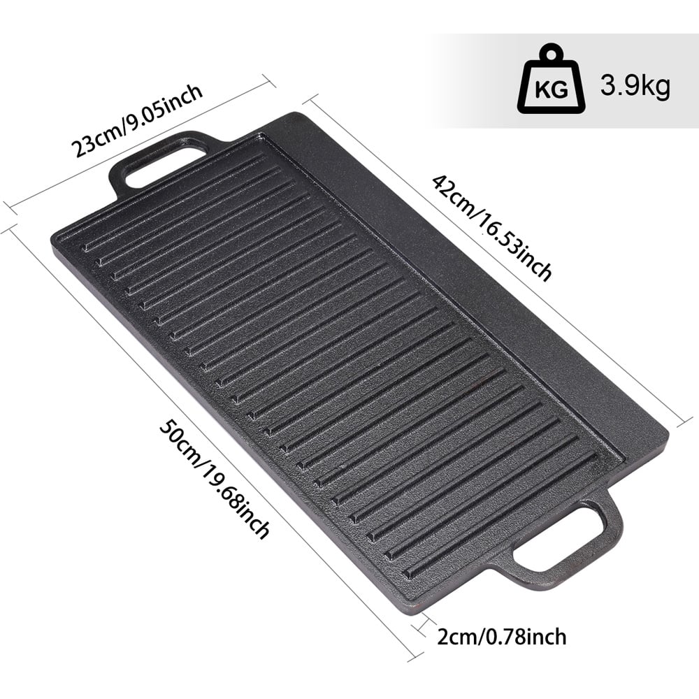 Living and Home Heavy Duty Cast Iron Griddle with Dual Handle 50 x 23cm Image 7