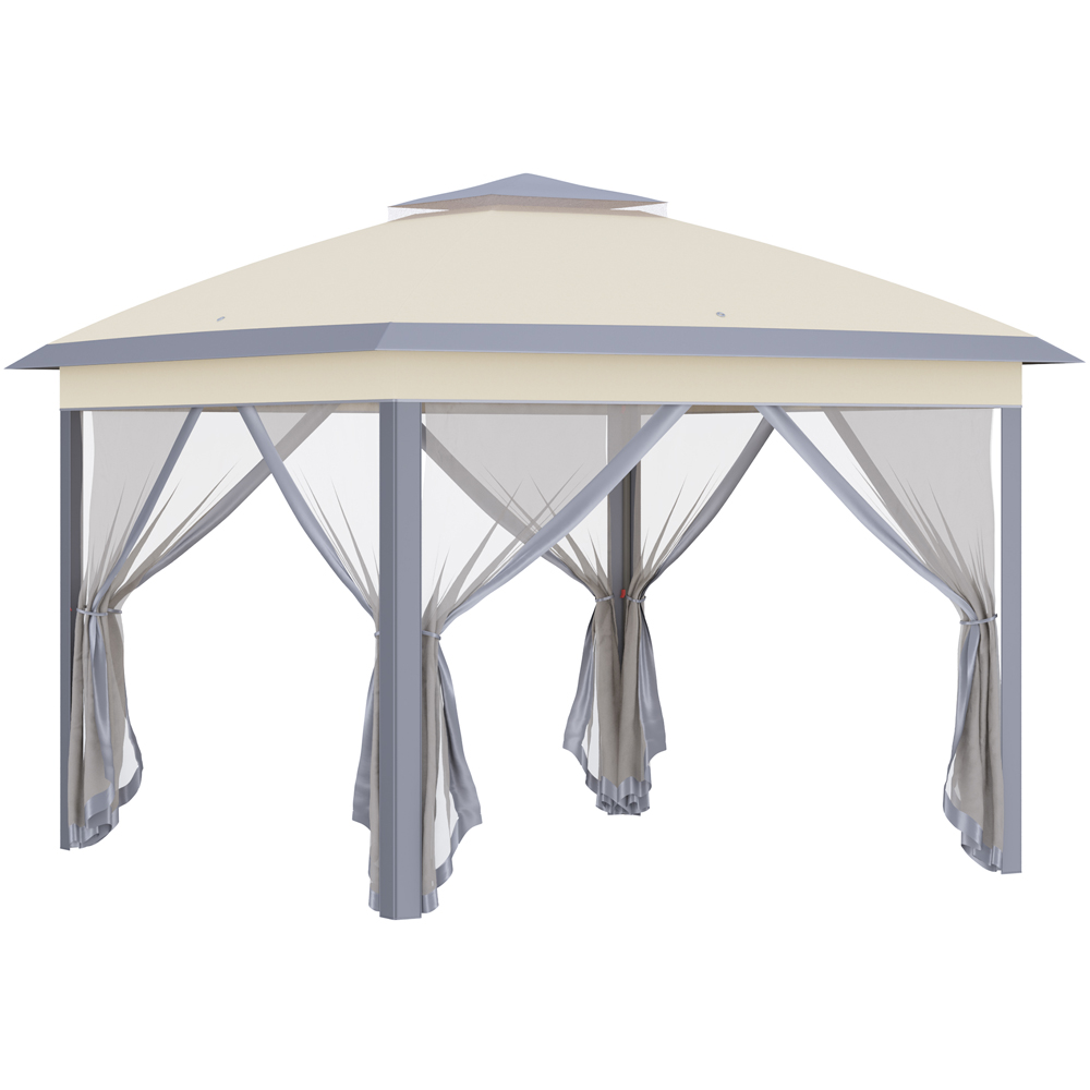 Outsunny 3.3 x 3.3m Beige Double Roof Pop Up Gazebo Image 2