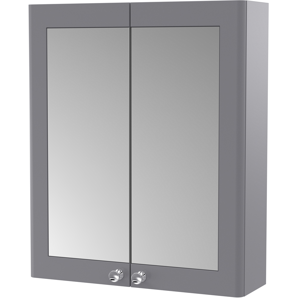 nuie Classique 2 Door Satin Grey Wall Hung Mirror Cabinet Image 2