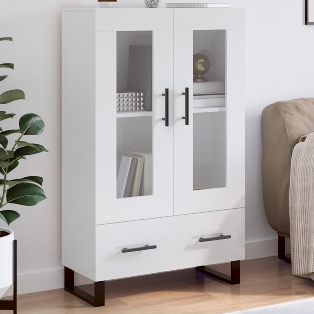 vidaXL 2 Door Single Drawer White Tall Highboard Image 1