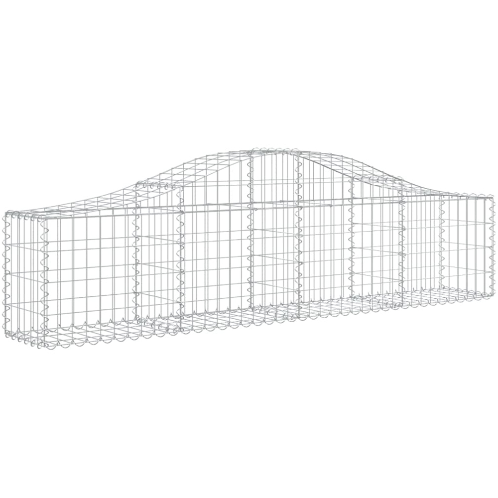 vidaXL Silver Galvanised Iron Arched Gabion Basket 40/60 x 30 x 200cm 8 Pack Image 1
