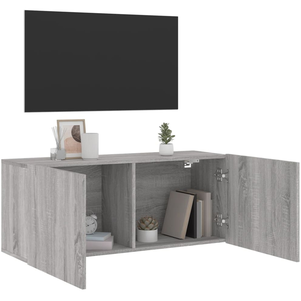 vidaXL 2 Door Grey Sonoma Wall Mounted TV Cabinet Image 3