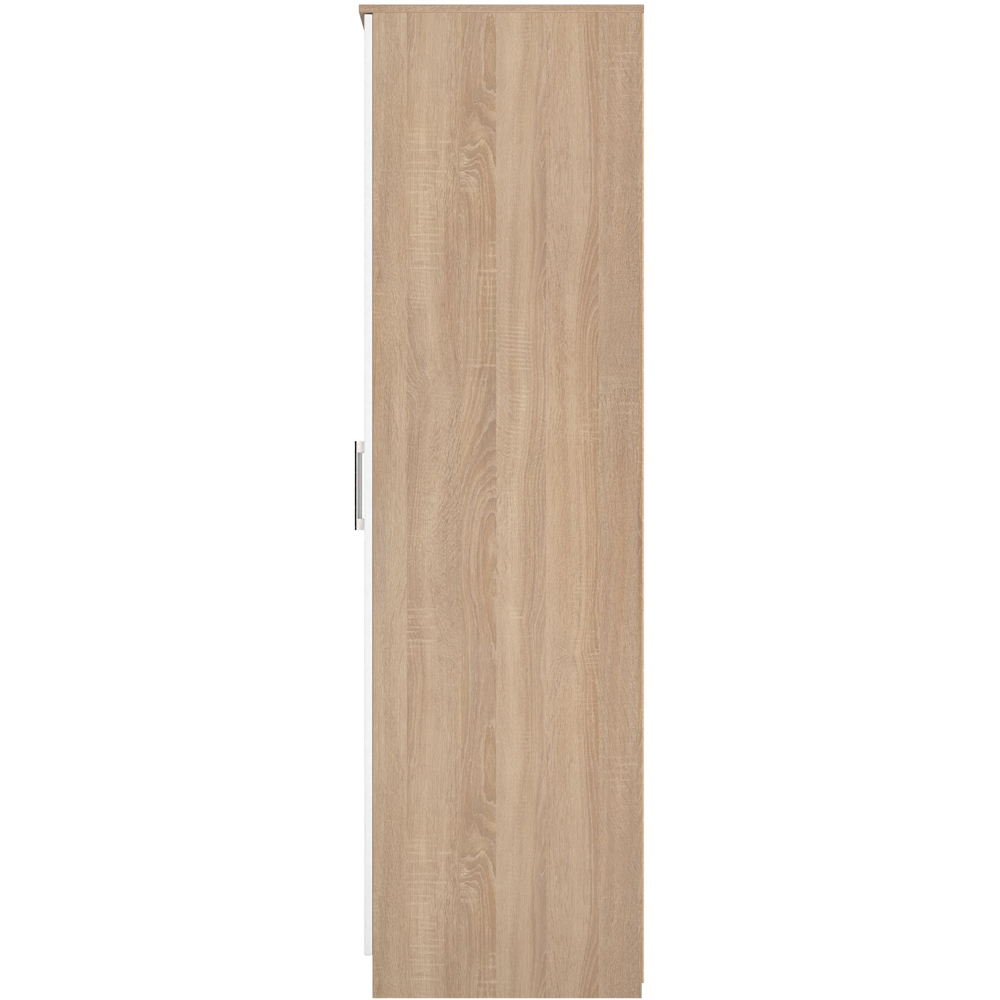 Crowndale Devon 2 Door Matt White and Bardolino Oak Wardrobe Ready Assembled Image 3