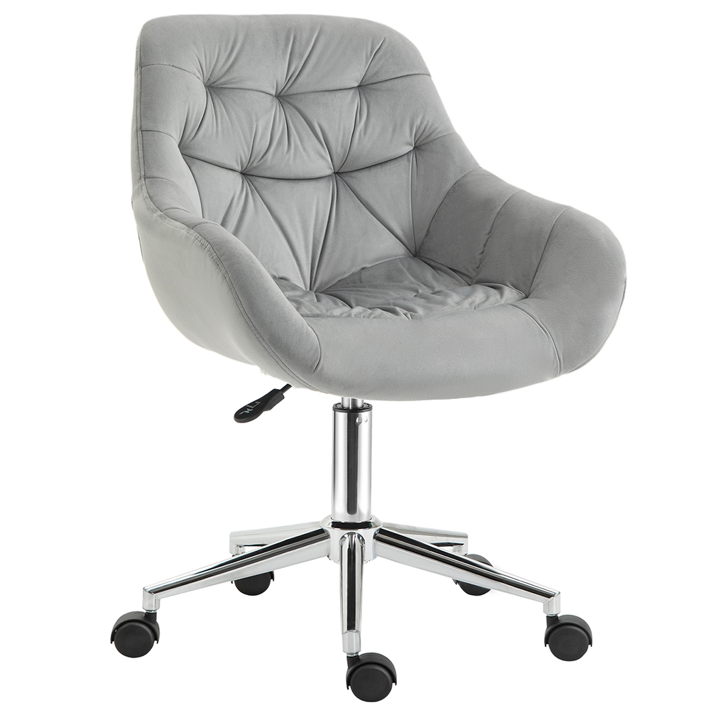 Portland Grey Velvet Swivel Ergonomic Office Chair Image 2