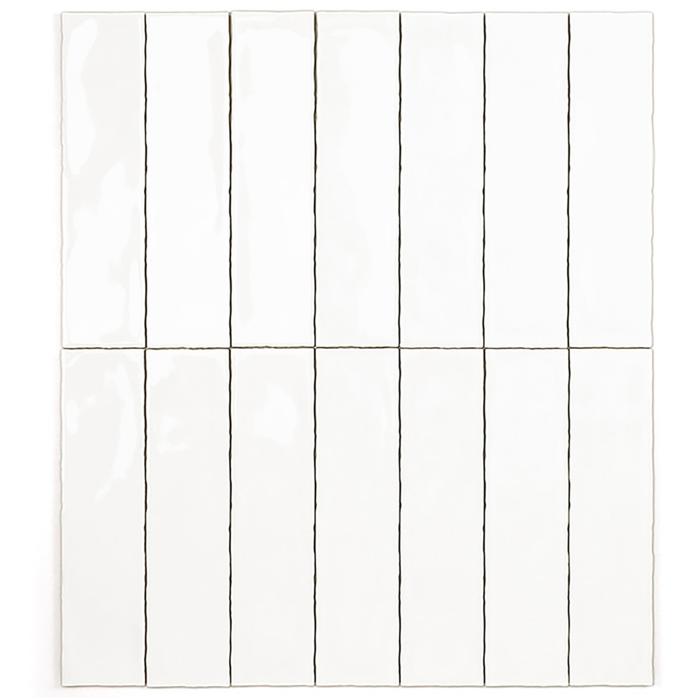 Top Ceramics Metro White Gloss Flat Bumpy Ceramic Wall Tile 75 x 300mm 1 sqm Image 2