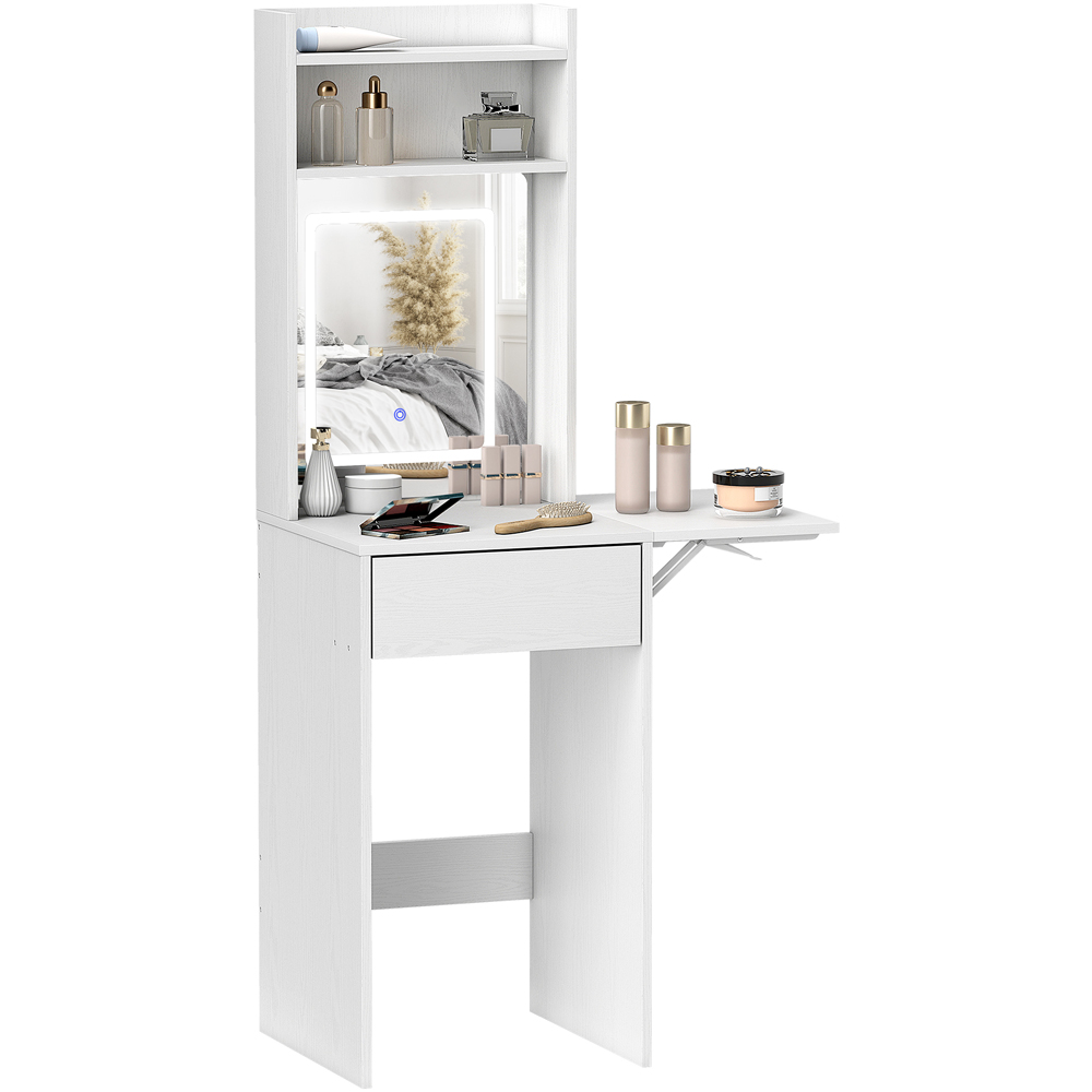 HOMCOM Single Drawer 2 Shelf White LED Mirror Compact Dressing Table Image 2