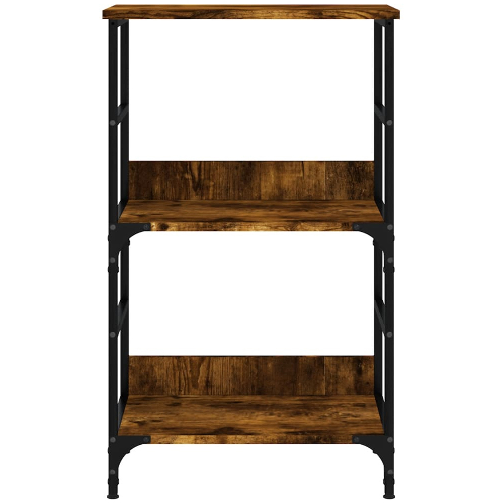 vidaXL 2 Shelf Smoked Oak Wooden Industrial-Style Bookcase Image 4