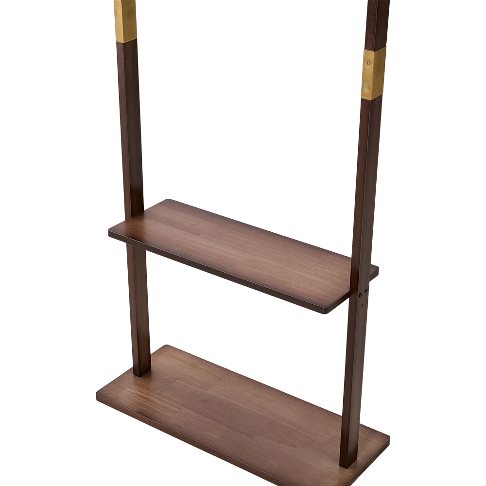 Living and Home Single Shelf Walnut Freestanding Clothes Rack with 5 Hooks Image 7