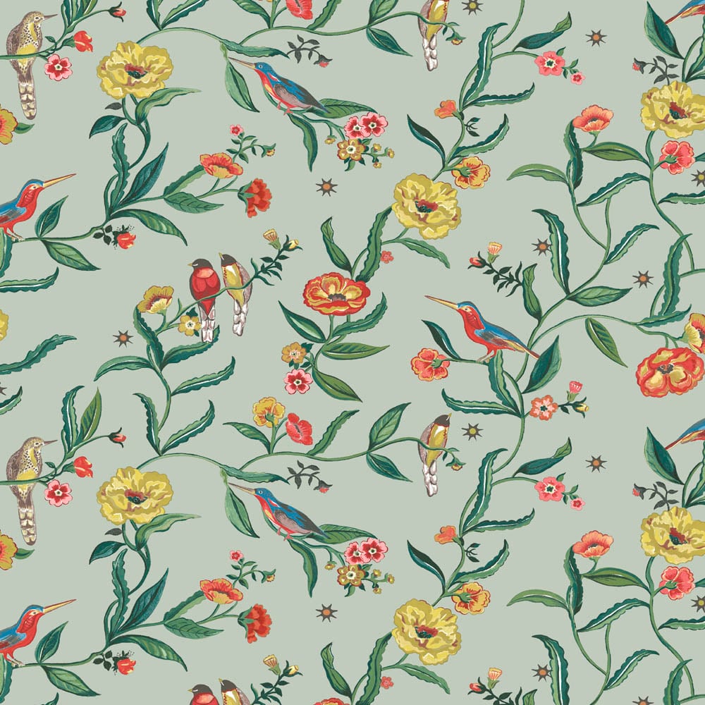 Cath Kidston Summer Birds Sage Wallpaper Image 1