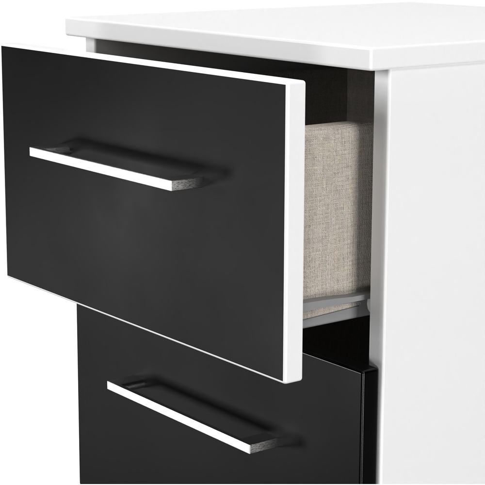 Crowndale Worcester 3 Drawer Matt Black and White Bedside Cabinet Ready Assembled Image 6